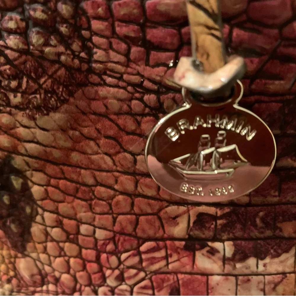 EUC Brahmin Foliage Multicolor Crocodile-Embossed Women's Bag - Picture 5 of 14